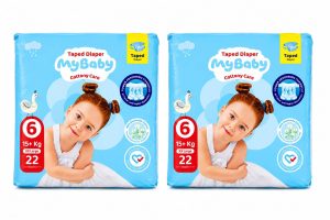 پوشک مای بیبی چسبی سایز 6 کانال دار(22عددی) My baby بسته 2 عددی