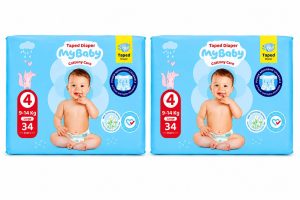 پوشک مای بیبی چسبی سایز 4 کانال دار (34 عددی) My baby بسته 2 عددی