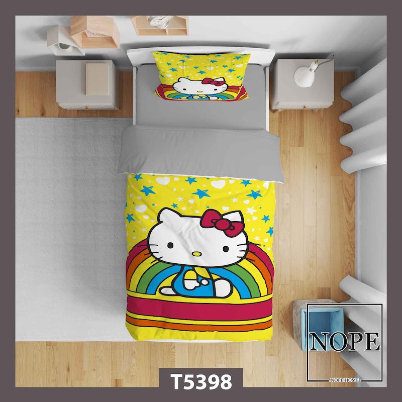 158.jpg روتختی کودک طرح کیتی رنگین کمانی مدل T5398 - تصویر 1