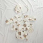 ست سه تیکه دخترانه پیراهن شورت طرح تدی - تصویر 5