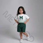 ست کراپ شلوارک دخترانه مدل M رنگ سبز سایز 45