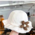 کلاه دخترانه بچه گانه گرد طرح flower - تصویر 6