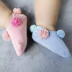 جوراب بچگانه پوم دار رنگی - تصویر 5