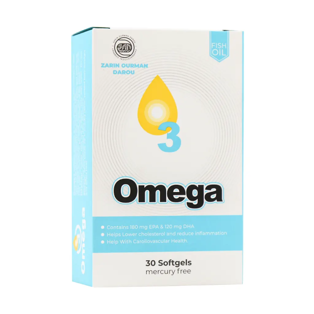 Zarin-Ourman-Darou-Omega3-1000-Mg-30-Caps.webp کپسول امگا3 زرین اورمان دارو (30 عددی) - تصویر 1
