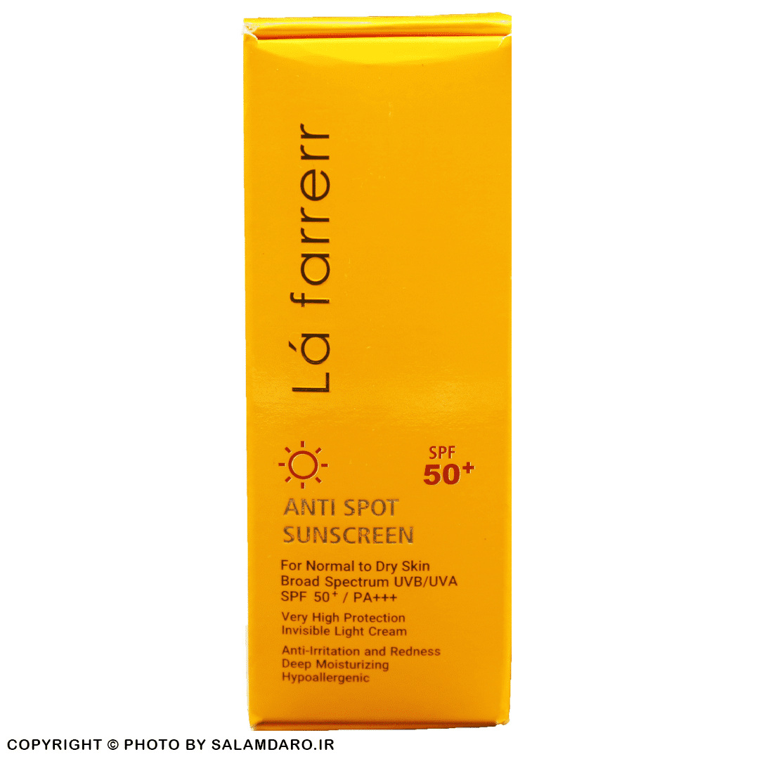 laFARspf50.png کرم ضد آفتاب بی رنگ لافارر SPF 50 پوست خشک و معمولی (40 میل) - تصویر 1