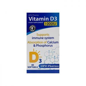 سافت ژل ویتامین د3 او پی دی فارما 60 عددی | OPD Pharma Vitamin D3 1000 IU 60 Softgels