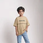 تیشرت بچگانه طرح Fear گندمی سایز 50,55,70
