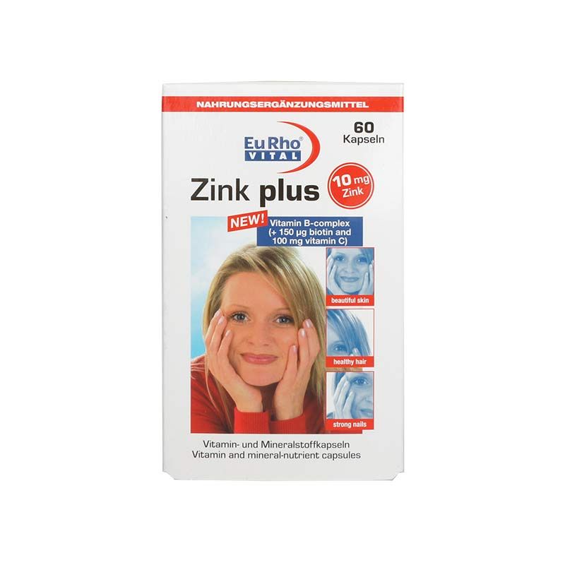 zinc-plus.jpg کپسول زینک پلاس 10 میلی گرم یوروویتال (60 عددی) - تصویر 1