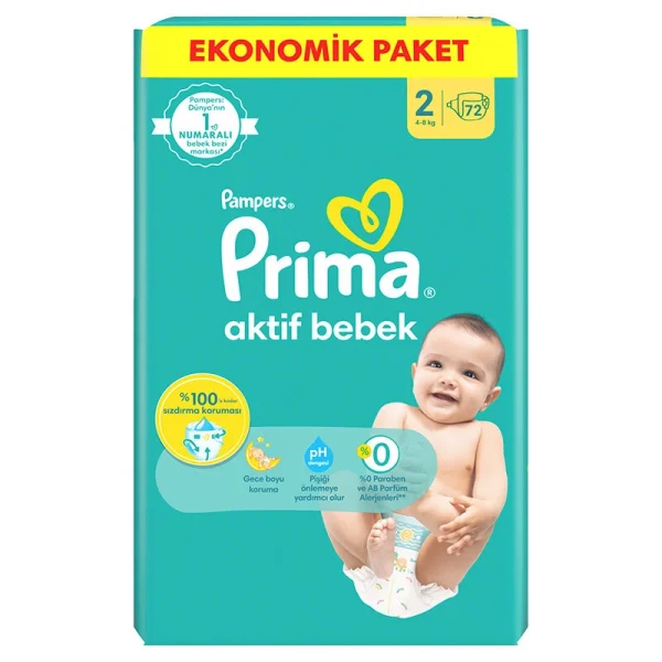 پوشک بچه سایز 2 پریما (prima) بسته 72عددی